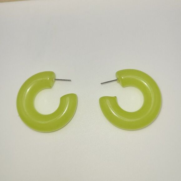 Lime Green Acrylic Hoop Earrings - Picture 1 of 4